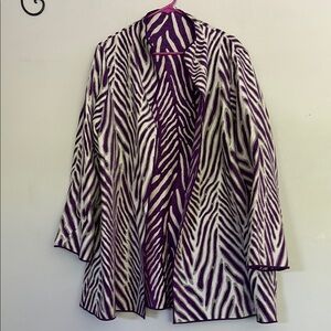 Purple and White Zebra Print Women's reversible sweater Jacket